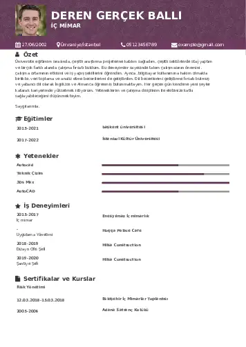 İç Mimar Cv Örnekleri cv indir